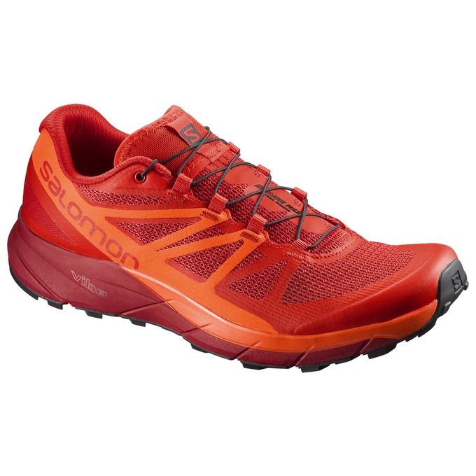 Salomon Israel SENSE RIDE - Mens Trail Running Shoes - Dark Red/Orange (BOYW-24835)